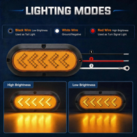 Feux arrière ovales rouges ambre à LED de 6 pouces, clignotants, feux de freinage, montage en surface pour camion, remorque, bus, 12V DC