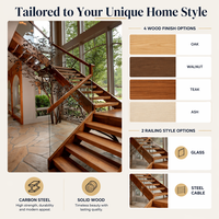 Escalier flottant moderne sur mesure avec marches en bois massif de qualité FAS et poutre invisible en acier au carbone pour l'intérieur de villas de luxe