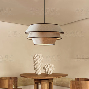 Japanese Wabi Sabi Style Pendant <b>Light</b> Round Fabric Led E27 For <b>Dining</b> Room Tea House Study Hotel Zen Decor - Product Image 3