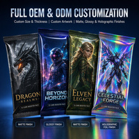 Pochette de protection pour cartes OEM ODM imprimée, brillante, en PET, VMPET, PE, scellée au dos, pour fournisseurs de jeux de cartes à collectionner