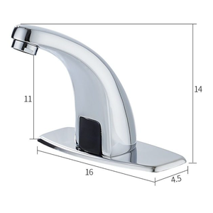 Grifo de Baño Sin Contacto de Latón Sólido Cromado, Grifo de Lavabo Automático <span class=keywords><strong>con</strong></span> <span class=keywords><strong>Sensor</strong></span> de Movimiento y Placa de Sujeción para Uso Comercial y Doméstico - Product Image 6