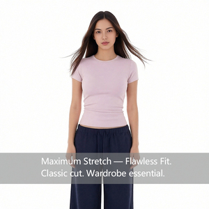 <span class=keywords><strong>T</strong></span>-<span class=keywords><strong>shirt</strong></span> pour femme, col rond, coupe ajustée, <span class=keywords><strong>t</strong></span>-<span class=keywords><strong>shirt</strong></span> basique Y2k, <span class=keywords><strong>t</strong></span>-<span class=keywords><strong>shirt</strong></span> uni à <span class=keywords><strong>manches</strong></span> courtes pour femme - Product Image 6