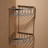 Étagère d'angle murale moderne en métal et acrylique à double niveau FAAO pour salle de bain
