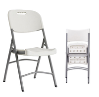 Chaise pliante élégante et moderne en HDPE noir avec pieds en acier au carbone pour jardin, terrasse, usage domestique, résistante aux UV, robuste, facile à nettoyer