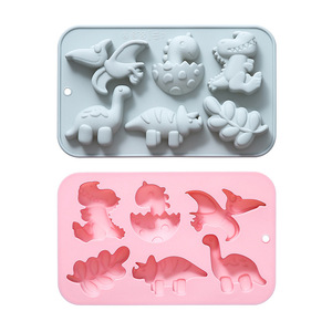 Moules en silicone de qualité alimentaire, résistants à la chaleur, adaptés au four, pour biscuits, glaçons, chocolats, bonbons, gâteaux, design créatif sur le thème des dinosaures - Product Image 5