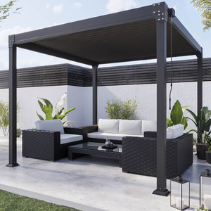 Pérgola Pequeña para Jardín de 3x3m-4x6m, <span class=keywords><strong>Gazebo</strong></span> con Construcción de Aluminio con Recubrimiento en Polvo, Techo Retráctil y Paneles Laterales para Uso en Balcones - Product Image 4