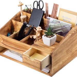 Organizer da Scrivania in Bambù con Cassetto, Porta Documenti, Portapenne, Porta Pennelli Trucco, Scatola Portaoggetti <span class=keywords><strong>per</strong></span> Ufficio e <span class=keywords><strong>Casa</strong></span>, Vendita all'Ingrosso OEM - Product Image 5