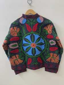 Custom Black Indian <b>Velvet</b> Suzani Bomber Jacket Handmade Embroidery Breathable Bohemian <b>Womens</b> B2B Wholesale Export Supplier - Product Image 2
