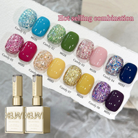 XEIJAYI Nouveau Kit Populaire de 2 Couleurs : Vernis à Ongles Liquide Longue Durée Effet Étoile Scintillante Violet Brume, Style Français pour DIY des Ongles
