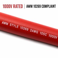 Paire de câbles de batterie 50mm² 1/0 AWG rouge et noir 600V-1500V avec cosses terminées 1ft 3ft 6ft pour onduleur solaire hors réseau CE
