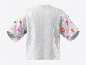 32 Designs Blusa Nera <span class=keywords><strong>con</strong></span> <span class=keywords><strong>Paillettes</strong></span> Antonio per Donna, <span class=keywords><strong>Top</strong></span> Lussuoso <span class=keywords><strong>con</strong></span> <span class=keywords><strong>Paillettes</strong></span> per Tifosi di Basket e Cheerleader - Product Image 5