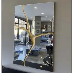 60*100cm New Design Light Luxury Geometric Decorative Mirror For Wall Wrought Iron Creative Decor Mirror