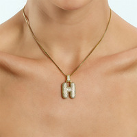 LUOYUNE Vente en gros Pendentif lettre en laiton plaqué or 18 carats avec zircon taille brillant, design personnalisé, style hip-hop, cadeau, direct usine