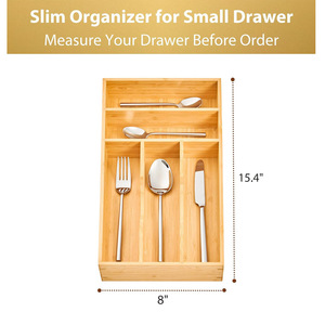 Bamboo Cutlery <b>Storage</b> <b>Box</b> Rectangular Drawer Organizer Eco-Friendly <b>Kitchen</b> Utensil Tray 35L Capacity - Product Image 4