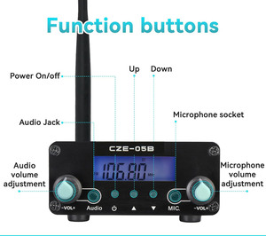 CZE-05B 0.5 Watt Pemancar Stereo <span class=keywords><strong>FM</strong></span> Nirkabel <span class=keywords><strong>500mW</strong></span> Paduan Aluminium Input Audio untuk Silent Disco/Pesta/Acara - Product Image 2
