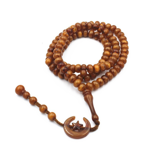 Handmade 99 Beads Tasbih Muslim Prayer Beads Crescent Moon Star Pendant Marbled Resin Misbaha Islamic Beaded Rosary Jewelry <strong>Gift</strong> - Product Image 4
