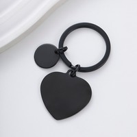 Porte-clés personnalisable Ywyougang en acier inoxydable, cœur et rond, double breloque vierge pour cadeau personnalisé