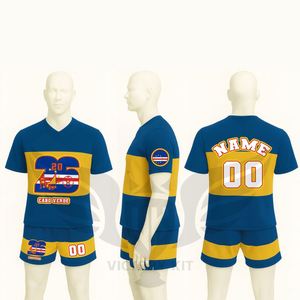 Conjunto de Camiseta y Pantalones Cortos de Fútbol Personalizados con la Bandera de Cabo Verde para Hombre 2026, Cuello en V - Product Image 1