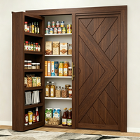 Pintu Pantry Hitam Doff Kapasitas Besar dengan Rak Penyimpanan Multi Lapis untuk Pintu Tersembunyi Makanan Dapur