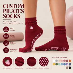 Custom Embroidered Pilates Grip Yoga <b>Socks</b> Barre Non-Slip <b>Socks</b> Low MOQ Free Design OEM ODM Custom Packaging <b>for</b> <b>Women</b> - Product Image 1