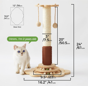 Griffoir pour chat en <span class=keywords><strong>bois</strong></span> écologique moderne avec corde de sisal entièrement enveloppée, solide et taille personnalisable - Product Image 4