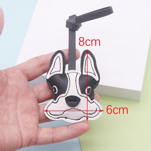 Porte-clés mignon en cuir PU en forme de tête de bouledogue, durable, créatif, avec breloque chiot de dessin animé, pendentif pour sac à dos - Product Image 2