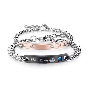 Nueva llegada su Reina su rey su belleza su <span class=keywords><strong>bestia</strong></span> corona pareja pulsera cristal corona encanto brazalete pulsera - Product Image 1