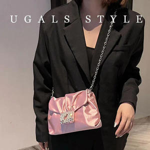 高級ブライダルウェディングバッグ パーティー プロム グリッター ブリンタッセル ラインストーン クラッチ シルクハンドバッグ レディース ディナー イブニングクラッチバッグ - Product Image 6