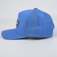 Casquettes de baseball unisexe avec 5 trous découpés au laser, logo personnalisé en patch PVC caoutchouc, perforées, imperméables, ethniques, pour sports de plein air, modèle quatre