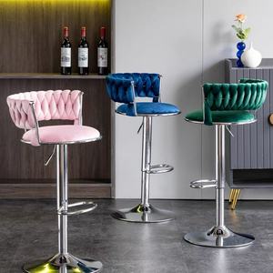 Tabouret de bar pivotant en cuir, velours, moderne, pas cher, tabourets hauts, or, style nordique, métal, luxe, meubles de bar pour table de bar - Product Image 4