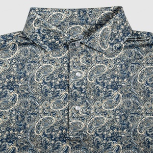 เสื้อกอล์ฟพิมพ์ลายสีฟ้าอ่อน ไม่มีปก ติดกระดุมมุก สำหรับผู้หญิงและผู้ชาย ไซส์ใหญ่ แบรนด์ Pique Custom รุ่น Suns Out UPF Luxury - Product Image 1