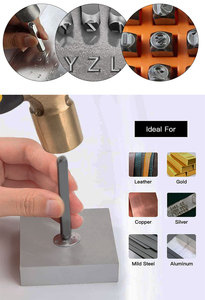 धातु प्लास्टिक लकड़ी चमड़े के आभूषण उपकरण और उपकरण पर ए-जेड और 0-9 छापों के साथ 36 पीस 6 मिमी धातु स्टांप सेट - Product Image 5