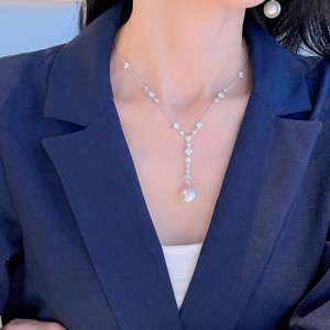 FYXL1144 Luxury Niche Versatile White Freshwater Pearl <b>Ball</b> Beads Long Party Gift Necklace - Product Image 2