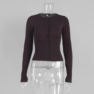 Nouveauté Pull en tricot pour femme sur mesure Cardigan à manches longues Slim Polyester Casual Respirant Bureau Été Blouse moulante - Product Image 6