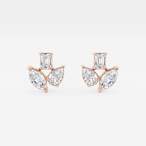 Elegantes Pendientes de Tres Piedras en Mosaico de 1, 2 y 3 Quilates con Brillo Intenso, Joyería de Lujo Ética para Mujer, para Uso Diario y Ocasiones Especiales - Product Image 1