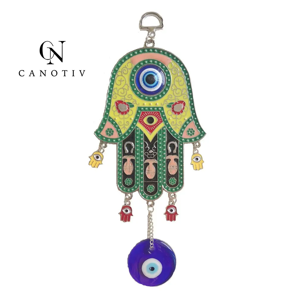 Egypt Colorful eye pendant Hamsa palm Metal key chain Turkey Fatima Pendants for home decoration