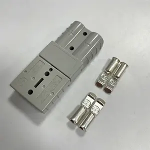 Grey Color 2 Pole Vehicles Battery Power Connector 50A 600V Terminal Block Battery Plug Socket 2Pins SH50