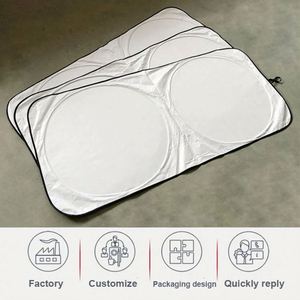 Foldable Front Windshield Sun <b>Shade</b> Polyester UV Sun Heat Car Sun <b>Shades</b> Auto Double Circle Car Sunshade With Custom Logo Print - Product Image 3