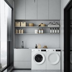 Armoire intelligente sur mesure de conception moderne haut de gamme 2026 pour buanderie, armoire en bois imperméable pour lave-linge, pour utilisation en appartement - Product Image 2