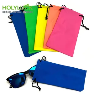 Wholesale black white grey microfiber soft glasses eyeglasses bag custom logo drawstring sunglasses pouch