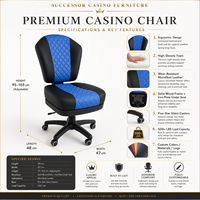 Fauteuil de casino SUCCESSOR VIP pour salle de poker, base noire thermolaquée, couleur personnalisée, Las Vegas