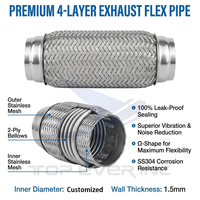 Tuyau d'échappement flexible en acier inoxydable 2,5 x 4 pouces (6,35 x 10,16 cm) à tressage simple pour réparation automobile - Prix usine