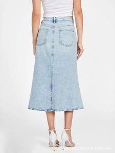 Gonna midi a coda di pesce in denim da donna, stile ufficio, tinta unita, primavera/estate - Jeans da carpentiere a prezzi accessibili per rivenditori di boutique - Product Image 3