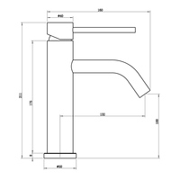 Robinet de lavabo à bec courbé en or brossé, hauteur moyenne, mitigeur monocommande eau chaude et froide