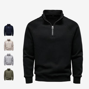 Sweat-shirt à demi-zip doublé pour homme d'hiver, col montant, style européen, <span class=keywords><strong>pull</strong></span> chaud, tendance, polyvalent, streetwear, haut à quart de zip - Product Image 1