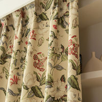 Tela de Cortina Estampada 100% Poliéster, Diseño Floral de Mariposas, Color Crema, Tela para Cortinas al por Mayor para Sala de Estar
