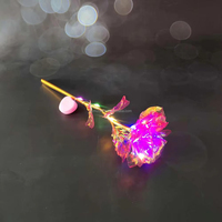 Cadeaux de la fête des mères Zhizunlin, rose artificielle lumineuse LED colorée en feuille d'or 24 carats, pour mariage, Noël, Halloween, Thanksgiving