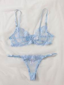 Sexy Girl <span class=keywords><strong>Web</strong></span> Fabric Bellamente bordado de corte bajo Sujetador de seducción Calzoncillos Sexy Sex Bra Conjunto de lencería - Product Image 4