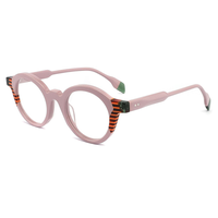 Monture de lunettes de vue Omelle pour jeunes, légère, en acétate, ronde, à monture complète, protection UV400, finition brillante naturelle, lunettes de lecture