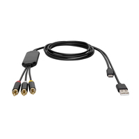 Cable Divisor USB C a 3 RCA Macho, Adaptador de Salida de Video AV 480P USB 3.0, Revestimiento de PVC, para Proyector/Micrófono/Altavoz/PC/Mac